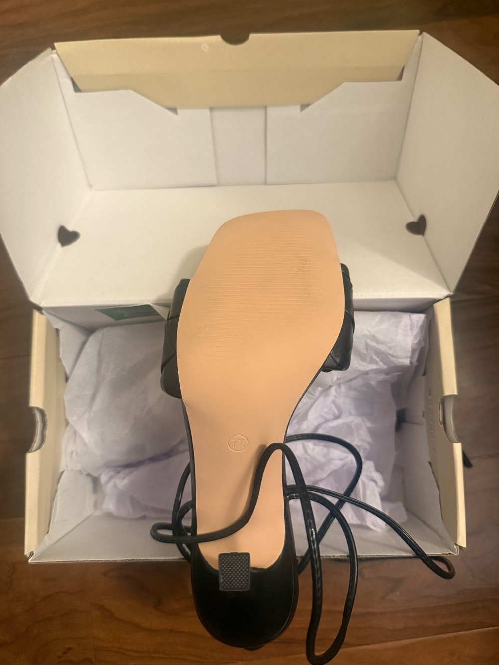 Black Women's Strappy Woven Block Heel Sandals - Picture 2 of 5